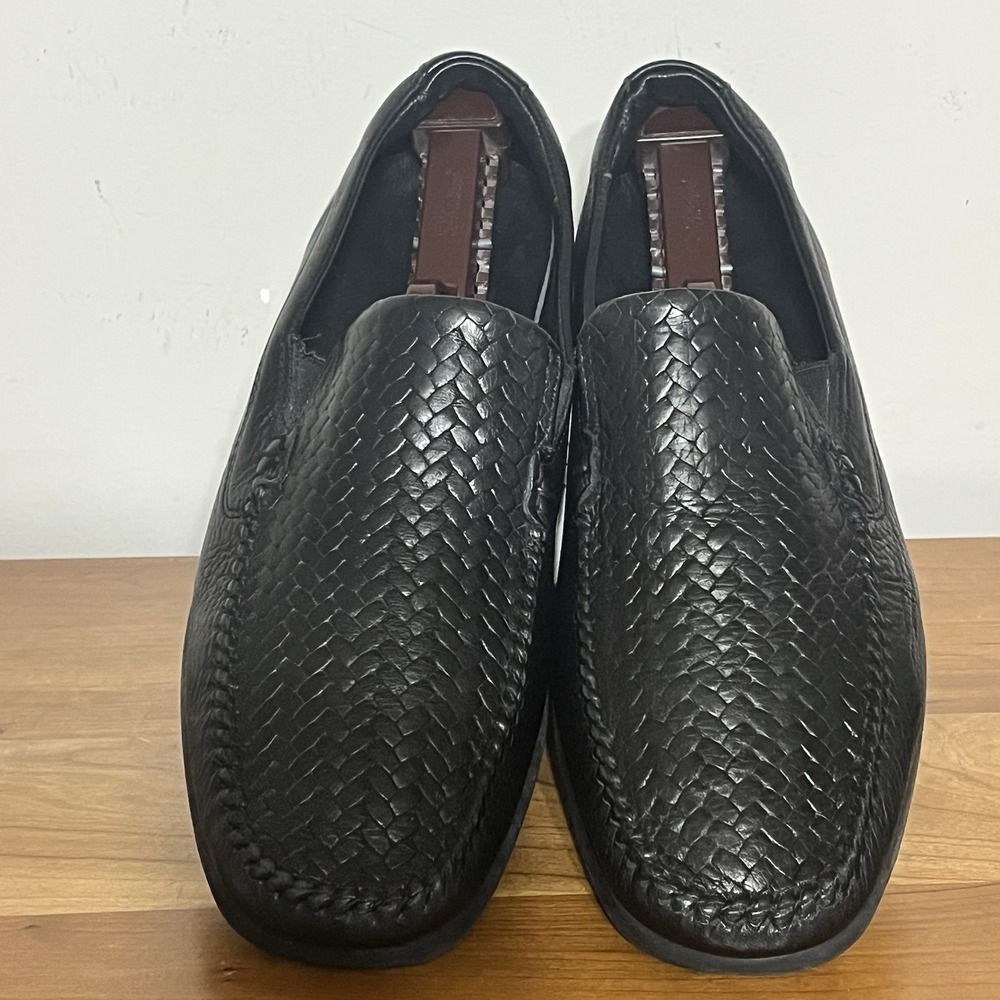 Neil M. Men's Size 10 D Black Leather Rome Comfort Loafers Woven Business Attire